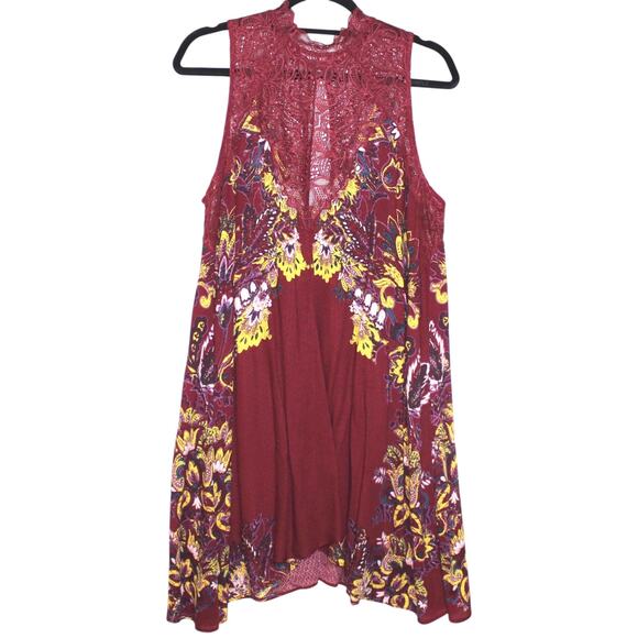 Free People Maroon High-Neck Dress Size Medium - Picture 1 of 3